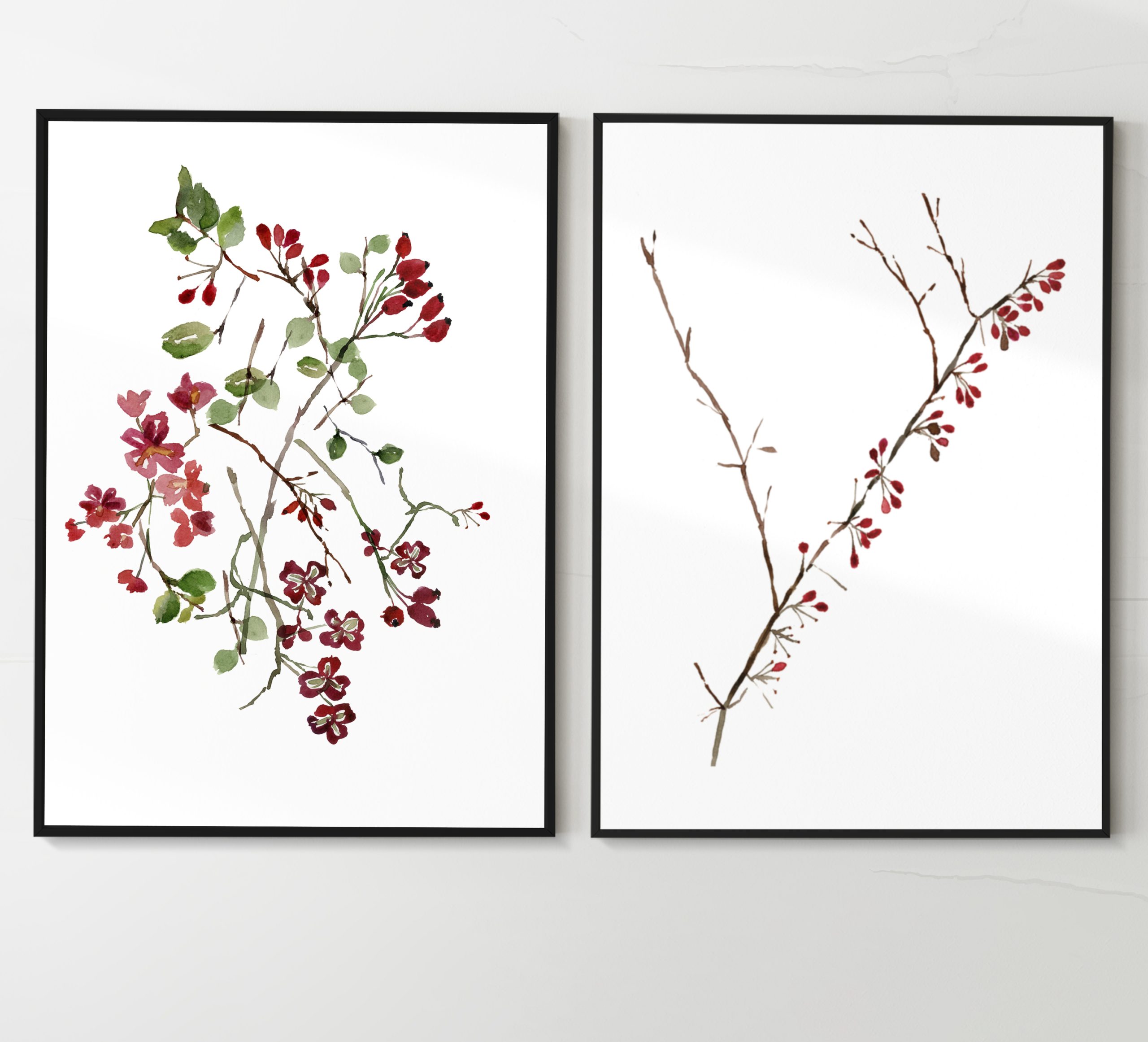 Picture frame mockups psd hanging in a minimal room