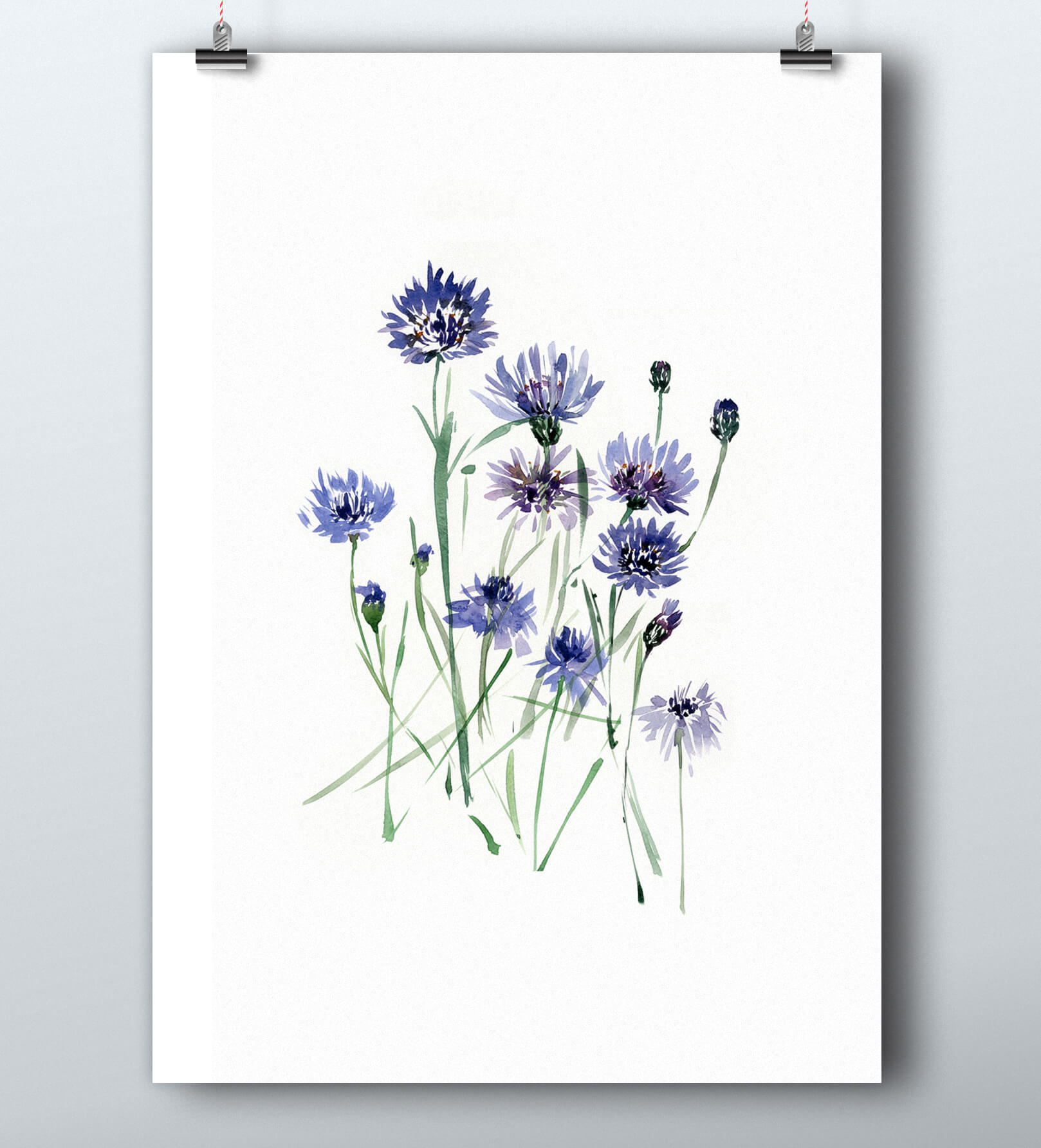 Blue Meadow Sketch Poster